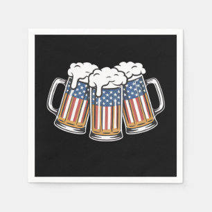 Servilleta De Papel La Cerveza 4 De Julio Bandera Estadounidense Retro