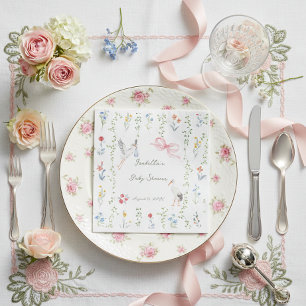 Servilleta De Papel La cigüeña de la rosa y la cinta Signature