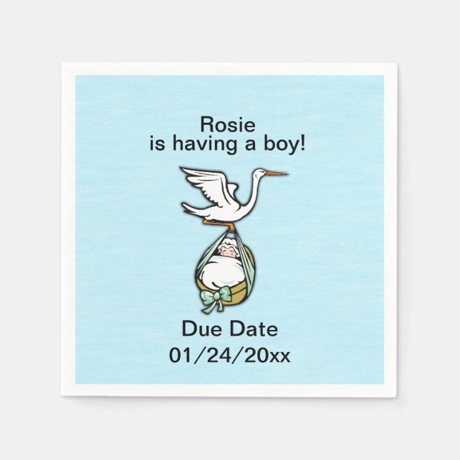 Servilleta De Papel La cigüeña lleva a un niño bebé (Anverso)