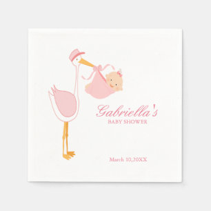 Servilleta De Papel La cigüeña rosada Baby Shower personalizó la