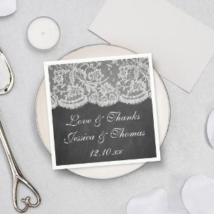 Servilleta De Papel La colección de Bodas de Chalkboard y Lace