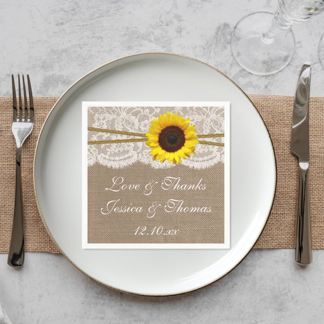 Servilleta De Papel La colección de Bodas de girasol rústico (Subido por el creador)
