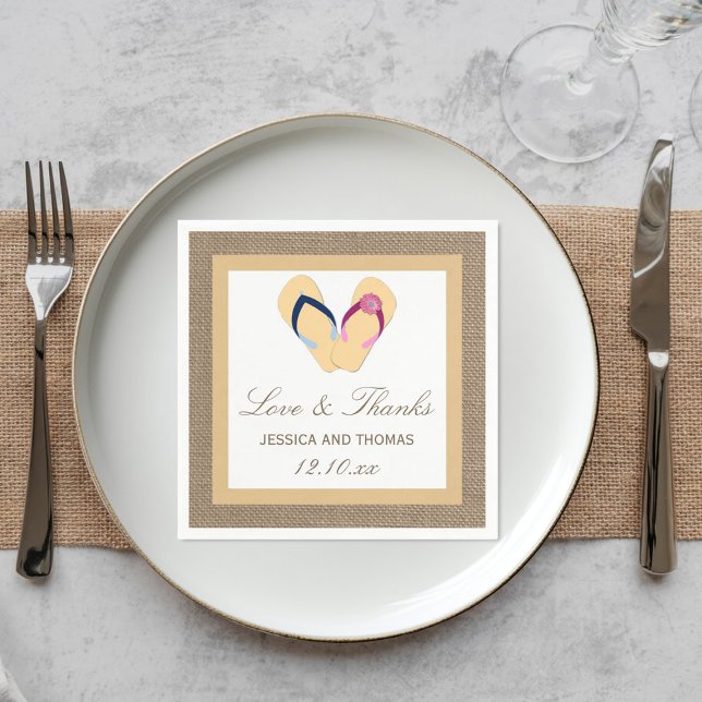 Servilleta De Papel La colección de Bodas Flip-Flop Sand Beach Burlap (Subido por el creador)