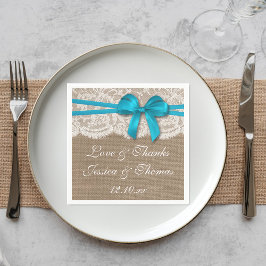 Servilleta De Papel La colección de Bodas Rustic Blue Bow
