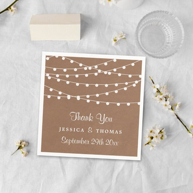 Servilleta De Papel La colección de Bodas Rustic Kraft Lights (Subido por el creador)