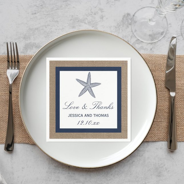 Servilleta De Papel La colección de bodas Starfish Burlap Beach de la  (Subido por el creador)