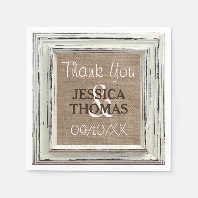 Servilleta De Papel La colección de cuadros blancos rústicos y Bodas B (Anverso)