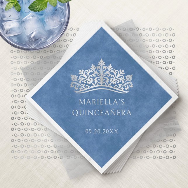 Servilleta De Papel La Corona Azul Tiara Elegante Quinceanera (Subido por el creador)