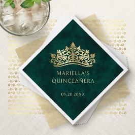 Servilleta De Papel La Corona Verde Tiara Elegante Quinceanera
