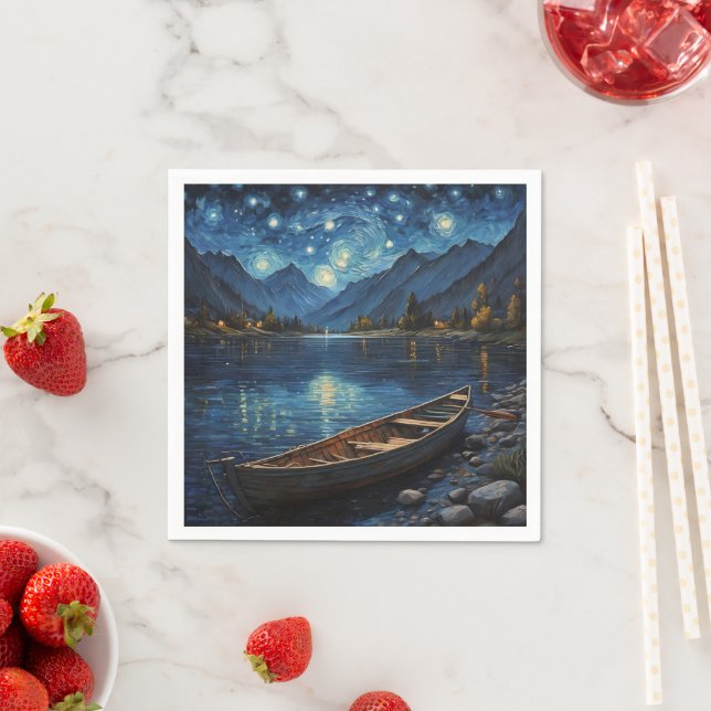 Servilleta De Papel "La deriva estrellada: Pesca bajo el Cosmos (In situ)