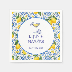 Servilleta De Papel La Dolce Vita azulejo italiano mediterráneo azul