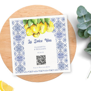 Servilleta De Papel La Dolce Vita Boda Compartir Foto Mediterráneo QR