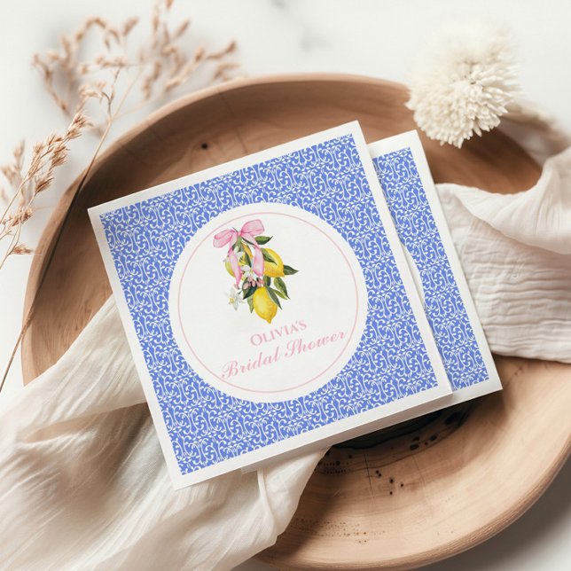 Servilleta De Papel La Dolce Vita Lemon Pink Bow Bridal Ducha (Subido por el creador)