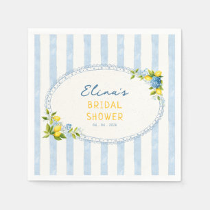 Servilleta De Papel La dolce vita limón azul hydrangea baby shower