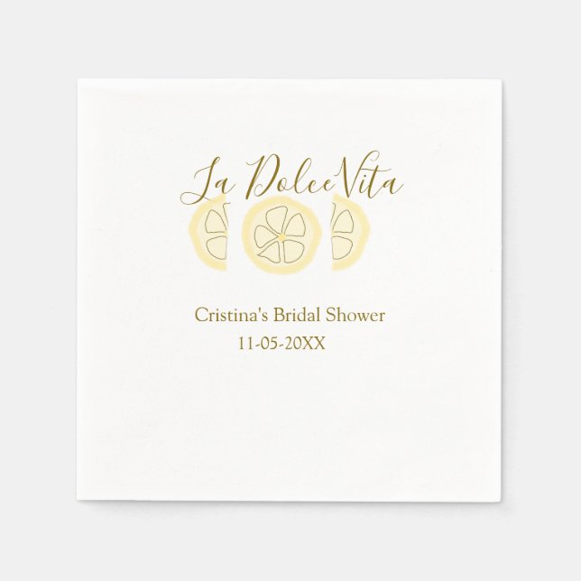 Servilleta De Papel La Dolce Vita yellow lemon bridal shower pastel bo (Anverso)