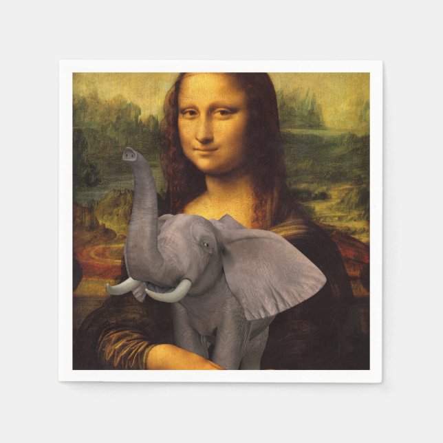 Servilleta De Papel La dulce Mona Lisa ama al elefante (Anverso)