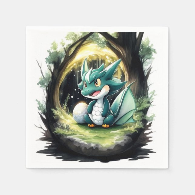 Servilleta De Papel La encantadora Baby Shower Dragon (Anverso)