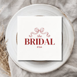 Servilleta De Papel La Era Nupcial | Boda Boceto Lazo de Cinta Roja