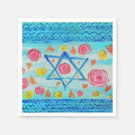 Servilleta De Papel La extraña bandera israelí con flores y corazones
