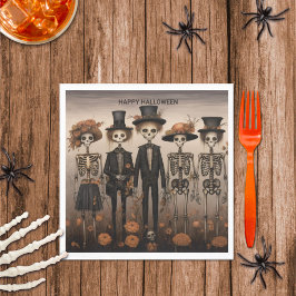 Servilleta De Papel La familia de Skeleton feliz Halloween