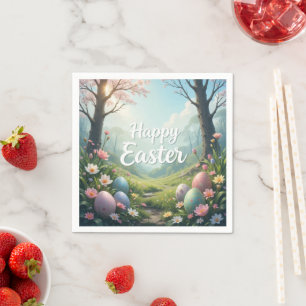 Servilleta De Papel La fantástica escena del bosque de Pascua Feliz Pa