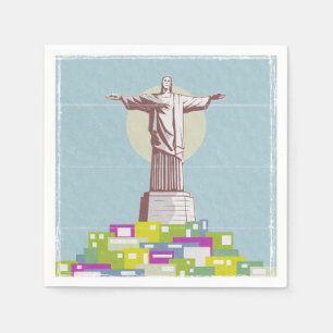 Servilleta De Papel La Favela del Afiche de Viaje Cristo Redentor