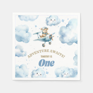 Servilleta De Papel La Fiesta de Cumpleaños de Oso Azul: Volando hacia