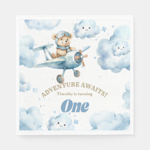 Servilleta De Papel La Fiesta de Cumpleaños de Oso Azul: Volando hacia