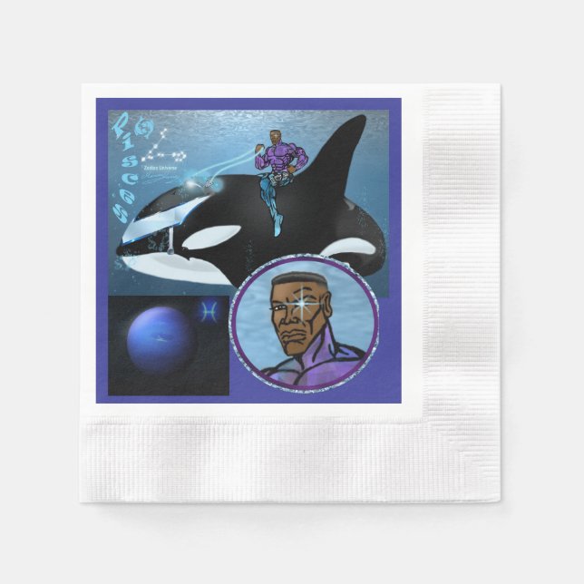 Servilleta De Papel La fiesta de cumpleaños del tema Pisces favorece a (Anverso)