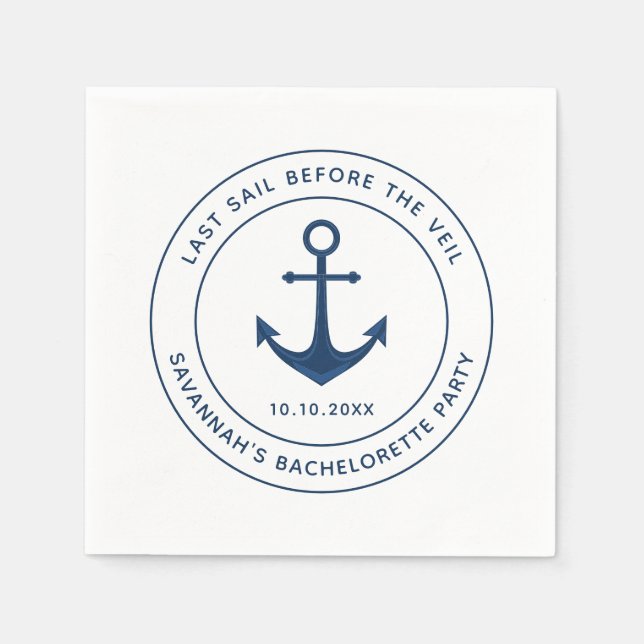 Servilleta De Papel La Fiesta de la Bachelorette Nauti La Pasó Vela An (Anverso)