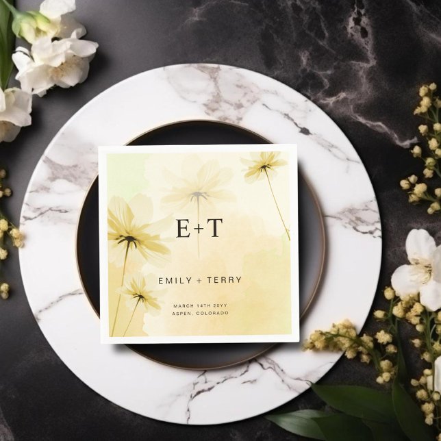 Servilleta De Papel La gracia de la hora de oro y el Boda floral monog (Subido por el creador)