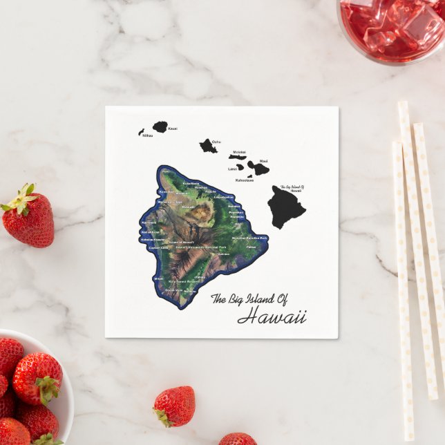Servilleta De Papel La Gran Isla de Hawái con Islas Hawái (In situ)
