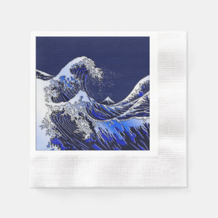 Servilleta De Papel La gran onda de Hokusai tiene un aspecto cromado d