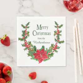 Servilleta De Papel La guerra de los Navidades de Poinsettia Roja y Ho
