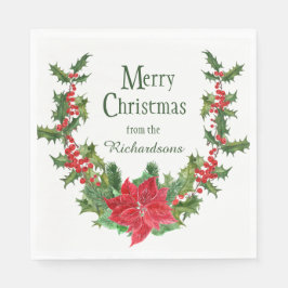 Servilleta De Papel La guerra de los Navidades de Poinsettia Roja y Ho