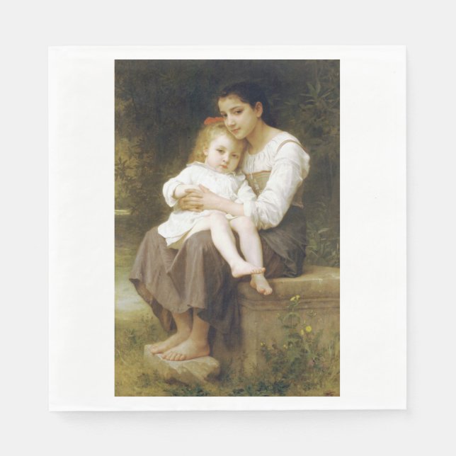 Servilleta De Papel La hermana mayor (por William Bouguereau) (Anverso)