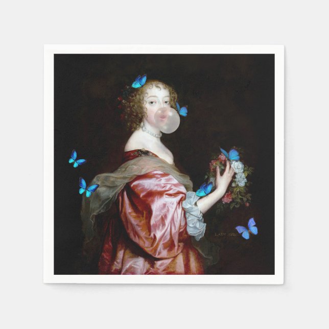 Servilleta De Papel La llegada inesperada de mariposas azules (Anverso)