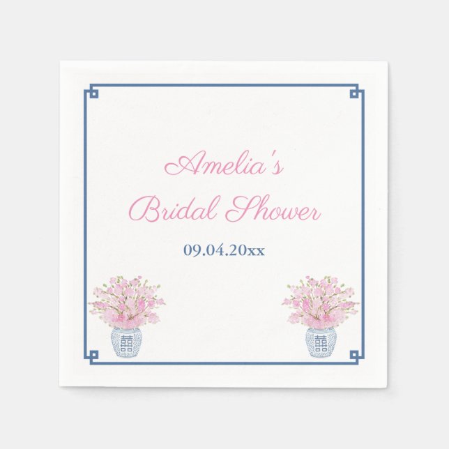 Servilleta De Papel La Marina Chinoiserie Y La Ducha De Boda Rosa (Anverso)