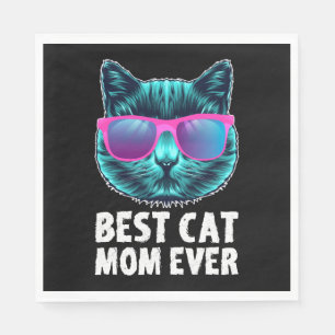 Servilleta De Papel La Mejor Mamá de Gatos con Gafas Divertidas y Lind