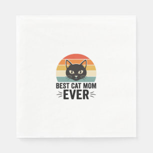 Servilleta De Papel La Mejor Mamá de Gatos Retro Cara de Gato Diseño V