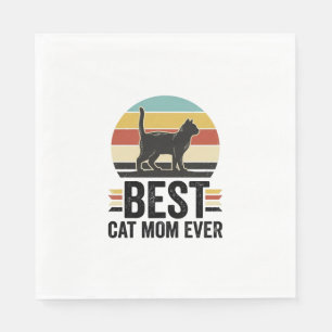 Servilleta De Papel La Mejor Mamá de Gatos Vintage Gato Negro Diseño R