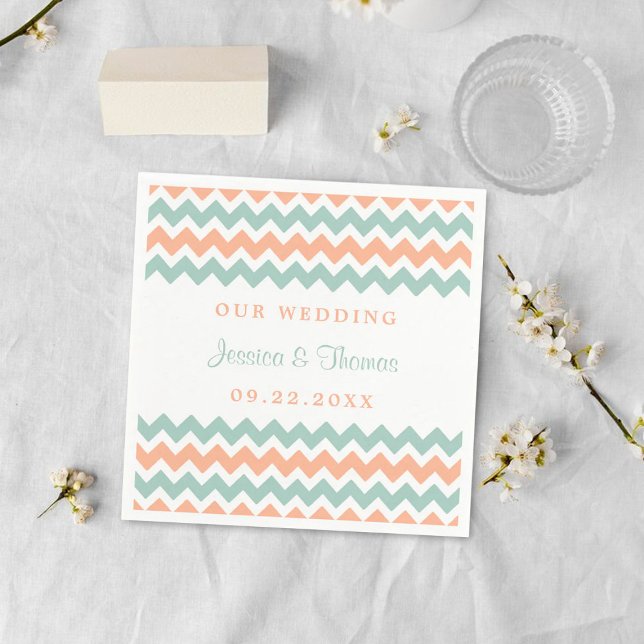 Servilleta De Papel La moderna colección de Bodas Chevron Peach & Mint (Subido por el creador)
