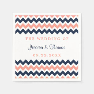 Servilleta De Papel La moderna colección de Bodas Chevron Pink & Navy