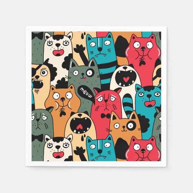 Servilleta De Papel La multitud de gatos (Anverso)