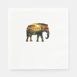 Servilleta De Papel La naturaleza del Elefante Africano Sunset Safari