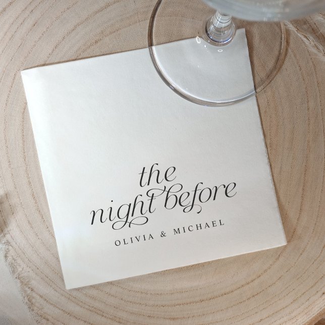 Servilleta De Papel La noche antes de la moderna cena de ensayo (Rehearsal dinner napkins - modern, simple, elegant and sophisticated the night before napkins)