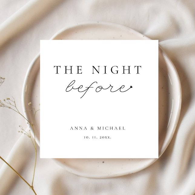 Servilleta De Papel La noche antes del ensayo de los Bodas modernos (the night before custom rehearsal dinner napkins modern elegant minimalist script)