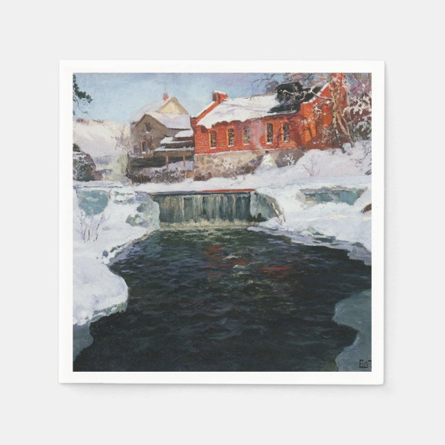 Servilleta De Papel La nueva fábrica en Lillehammer, Thaulow, Frits (Anverso)
