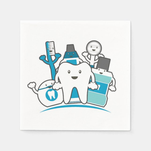Servilleta De Papel La pandilla de los dientes limpios (Anverso)