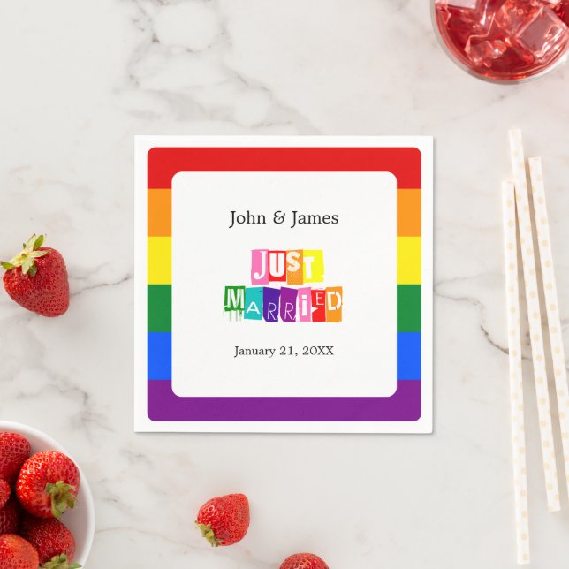 Servilleta De Papel La pareja de Bodas gay casados LGBTQ (In situ)